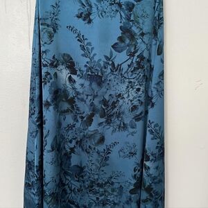 Floral Blue Skirt silky